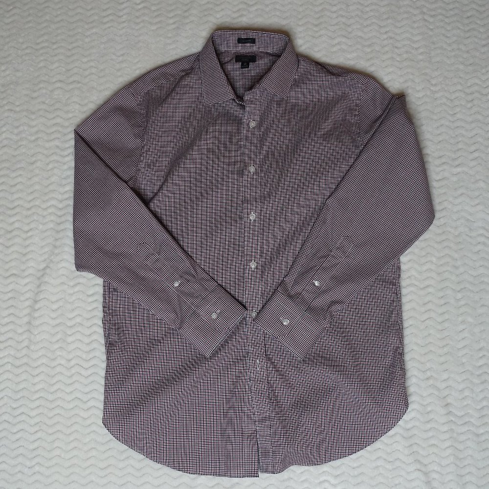 J. Crew Dress Shirt Men's 16/33 Red Black White Plaid Classic Fit